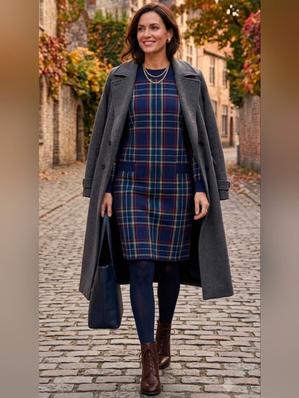 {Santa Fe By Jim Tremblay} Vintage 90s Plaid Long Sleeve Shift Dress